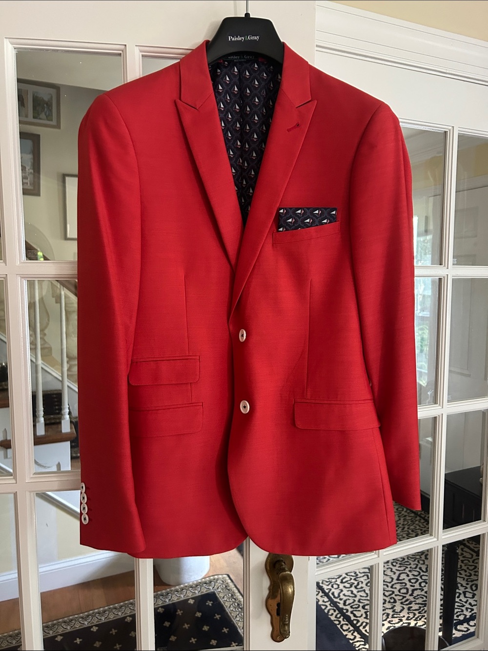 NWOT Paisley & Gray Vibrant Red Slim-Fit Men's Blazer